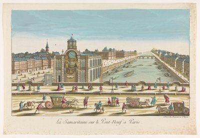 View of the Samaritaine Water Pump on the Pont Neuf Over the Seine River in Paris by Jean François Daumont