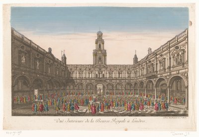 View of the Interior of the Royal Exchange in London (Vue interieure de la Bourse Royale à Londres) by Jean François Daumont