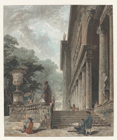 Colonnade and Gardens of the Palazzo Medici by Jean François Janinet after Hubert Robert