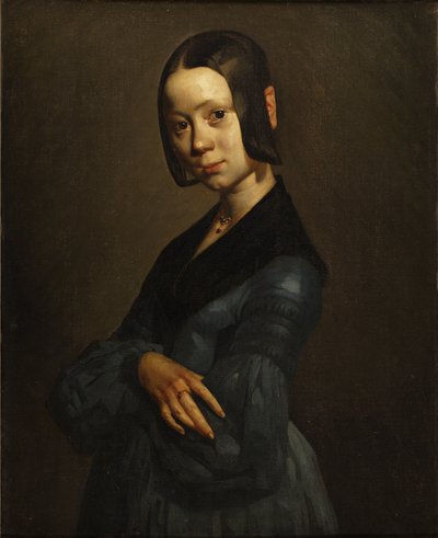 Portrait of Pauline Ono in Blue by Jean-Francois Millet