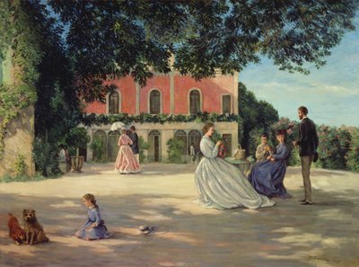 Family Reunion on the Terrace at Meric by Jean Frederic Bazille