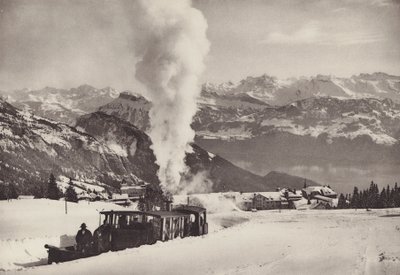 Rigi Kaltbad, Wintersportzug der Vitznau Rigi Bahn by Jean Gaberell