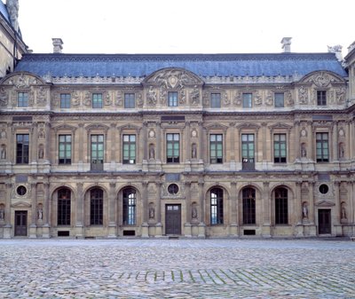 La cour carree du Louvre, facade du Louvre de Henri II, sculptures by Jean Goujon by Jean Goujon