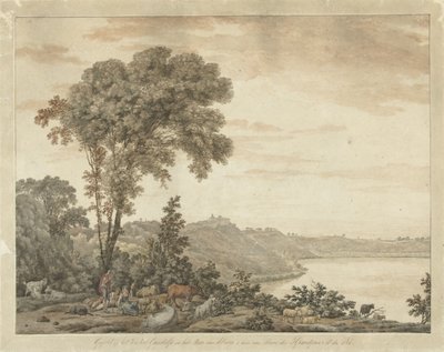 View of Castel Gandolfo and Lake Albano by Jean Grandjean