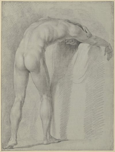 Standing Male Nude, Bent Forward, Seen from Behind by Jean Grandjean
