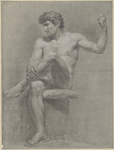 Seated Male Nude, Left Leg on Right Knee by Jean Grandjean