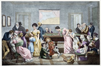 A Billiard Room in the 19th Century: Based on a Lithograph by Marlet by Jean Henri (after) Marlet