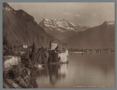 Castle of Chillon on Lake Geneva, with the Dents du Midi in the Distance by Jean Henri Jullien
