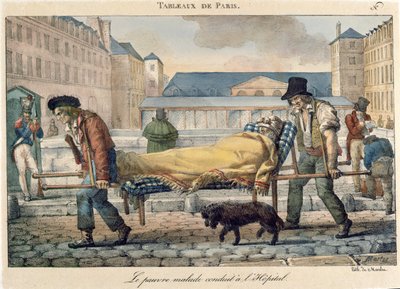 An invalid being carried to the hospital, from the 