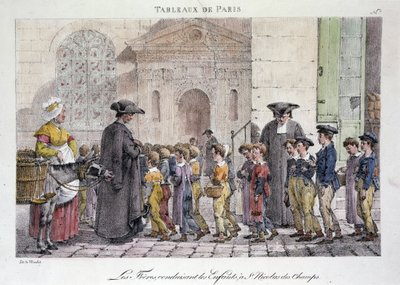 Ancien Metier de Rue in Paris: Les Freres Driving the Children to Saint Nicolas des Champs, Ecole Catholique by Jean Henri Marlet