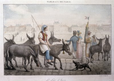 Ancien metier de rue in Paris: merchant de lait d