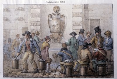 Former street metier in Paris: water carrier in front of a fountain by Jean Henri Marlet
