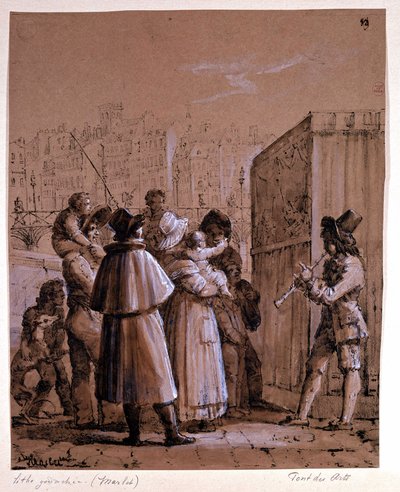 Polichinelle near the Pont des Arts in Paris, by Marlet around the middle of the 19th century by Jean Henri Marlet