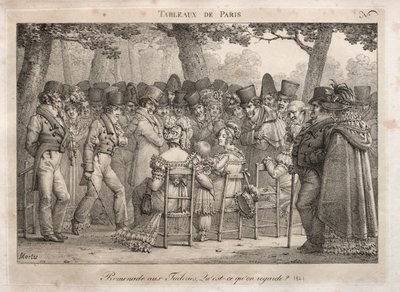 Scenes of Paris: Promenade in the Tuileries. What are they looking at? by Jean Henri Marlet