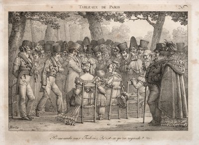 Scenes of Paris: Promenade in the Tuileries. What Are They Looking At by Jean Henri Marlet