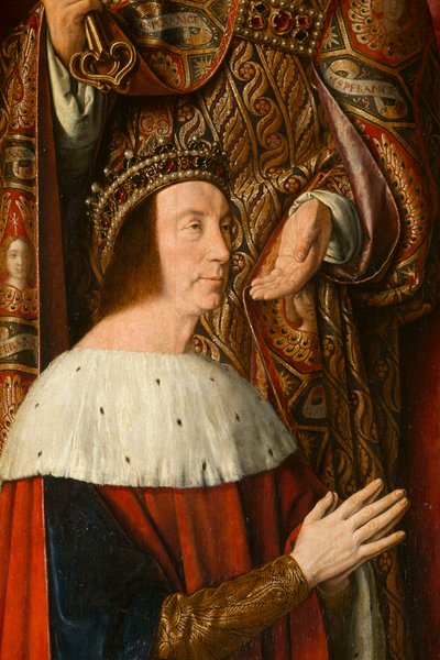 Duke Peter II of Bourbon (detail). Triptych of the Master of Moulins by Jean Hey