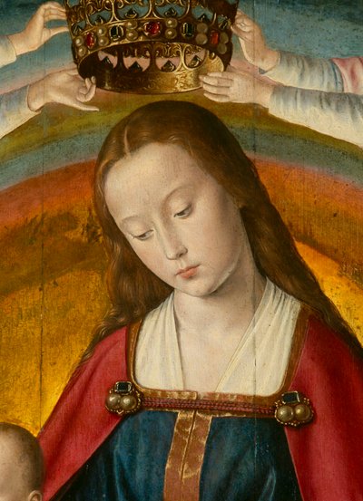 The Virgin (detail). Triptych of the Master of Moulins by Jean Hey
