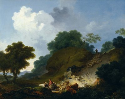 Flock of Sheep Descending the Hill by Jean-Honore Fragonard