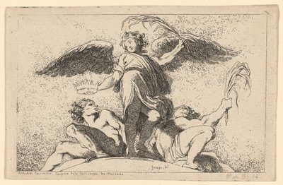 Angel Holding a Palm and a Crown by Jean Honoré Fragonard after Annibale Carracci
