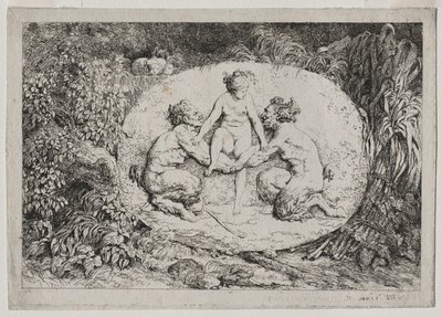 Bacchanales: Nymph Supported by Two Satyrs by Jean Honore Fragonard