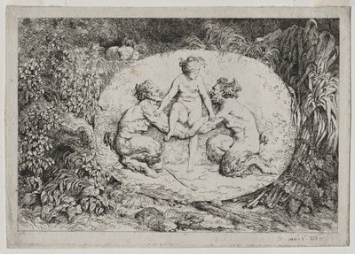 Bacchanales: Nymph Supported by Two Satyrs by Jean Honore Fragonard