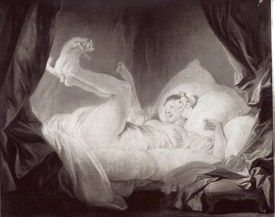 La Gimblette or Young Girl Making her Dog Dance on her Bed by Jean Honore Fragonard