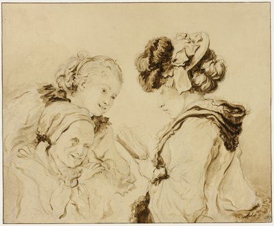 Marguerite Gerard Reading to Her Mother and Rosalie Fragonard by Jean Honore Fragonard