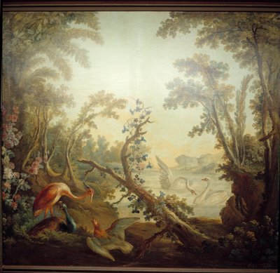 Marteau lounge sign: swan landscape. Jean Baptiste Huet and Jean Honore Fragonard by Jean Honore Fragonard