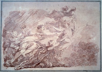 Minerva tears a young prince from the volupte Sanguine by Jean Honore Fragonard (1774) Besancon, Musee des Beaux Arts by Jean Honore Fragonard