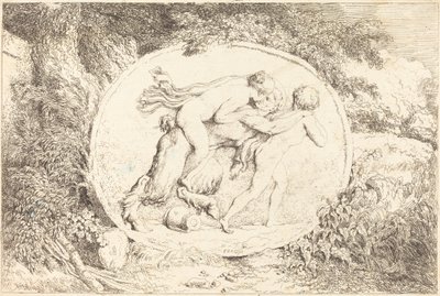 Nymph Astride a Satyr by Jean Honore Fragonard