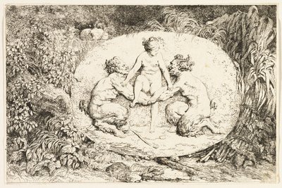Nymph Sitting on the Hands of Two Satyrs from Bacchanales, or Satyrs