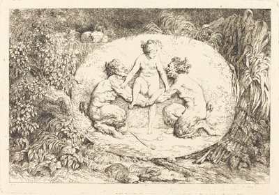 Nymph Supported by Two Satyrs by Jean Honore Fragonard