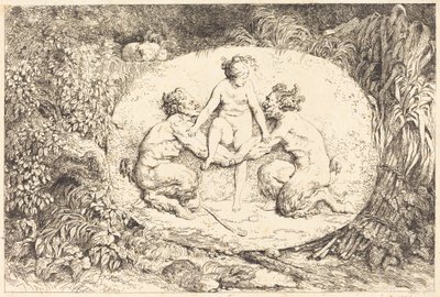 Nymph Supported by Two Satyrs by Jean Honore Fragonard