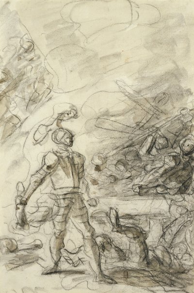 Orlando subdues a brigand with a fire brand by Jean Honore Fragonard