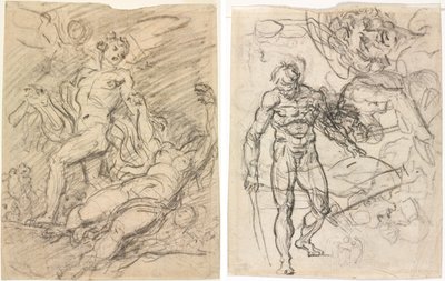 Orpheus and Eurydice (recto); Figure Studies (verso) by Jean Honore Fragonard