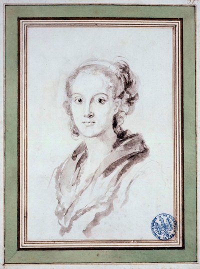 Portrait of Marguerite Gerard (1767-1837) French painter, sister-in-law of Fragonard. Drawing in the wash by Jean Honore Fragonard (1732-1806) 1800 around. Besancon, Musee des Beaux Arts by Jean Honore Fragonard