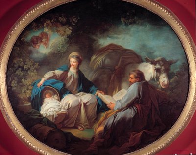 Rest during the flight to Egypt The holy family resting during the journey (18th century) by Jean Honore Fragonard