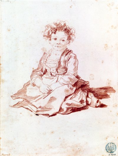 Small girl sitting on the ground by Jean Honore Fragonard