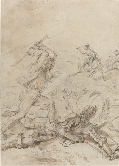 The Muleteer Attacking Don Quixote as He Lies Helpless on the Ground by Jean Honore Fragonard