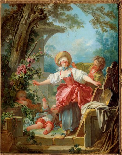 Two young people playing by Jean Honore Fragonard