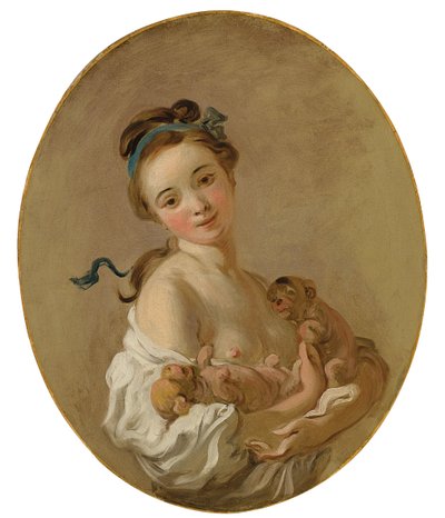 Young Girl holding Two Puppies, c.1770 by Jean Honore Fragonard
