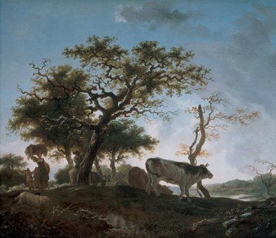 Young Woman and a Herdsman Leading Their Herds by Jean Honore Fragonard