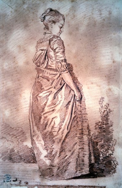 Young Woman Walking by Jean Honore Fragonard