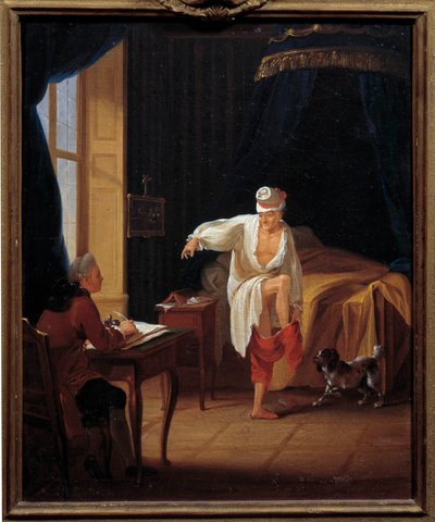 Voltaire dictating to his secretary Collini at Ferney by Jean Huber