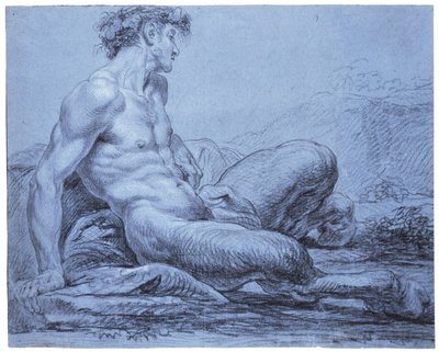 A Seated Faun by Jean II Restout