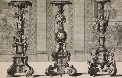 Large Bronze Candlesticks, Engraving by Jean Berain by Jean I  Berain