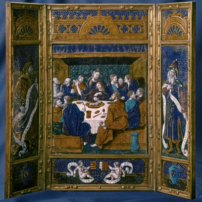 The Last Supper, Tryptic, Enamel of Limoge by Jean I Pénicaud