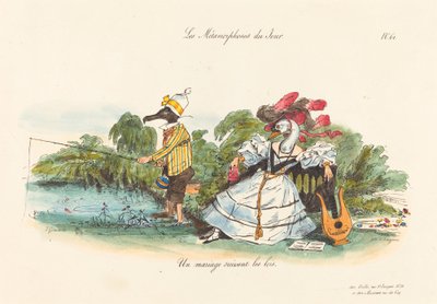 Metamorphoses of the Day: A Conventional Marriage by Jean Ignace Isidore Grandville