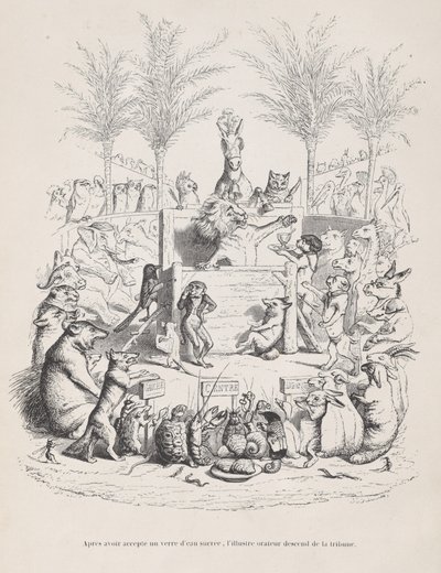 After Accepting a Glass of Sweet Water, the Illustrious Orator Descends from the Platform by Jean Ignace Isidore Gérard