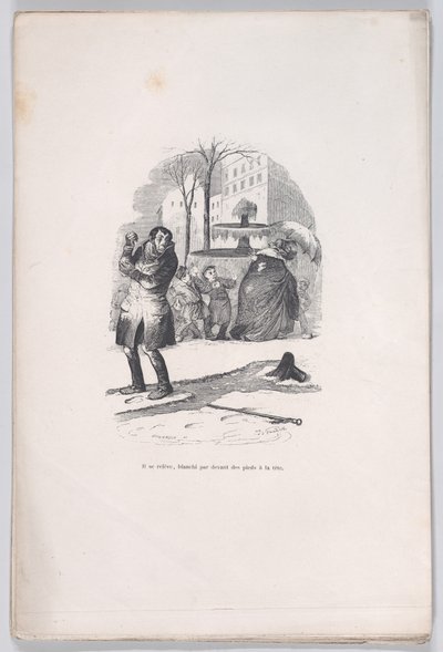 He Gets Up, Covered from Head to Toe in Snow, from the Little Miseries of Human Life, 1843 by Jean Ignace Isidore Gérard